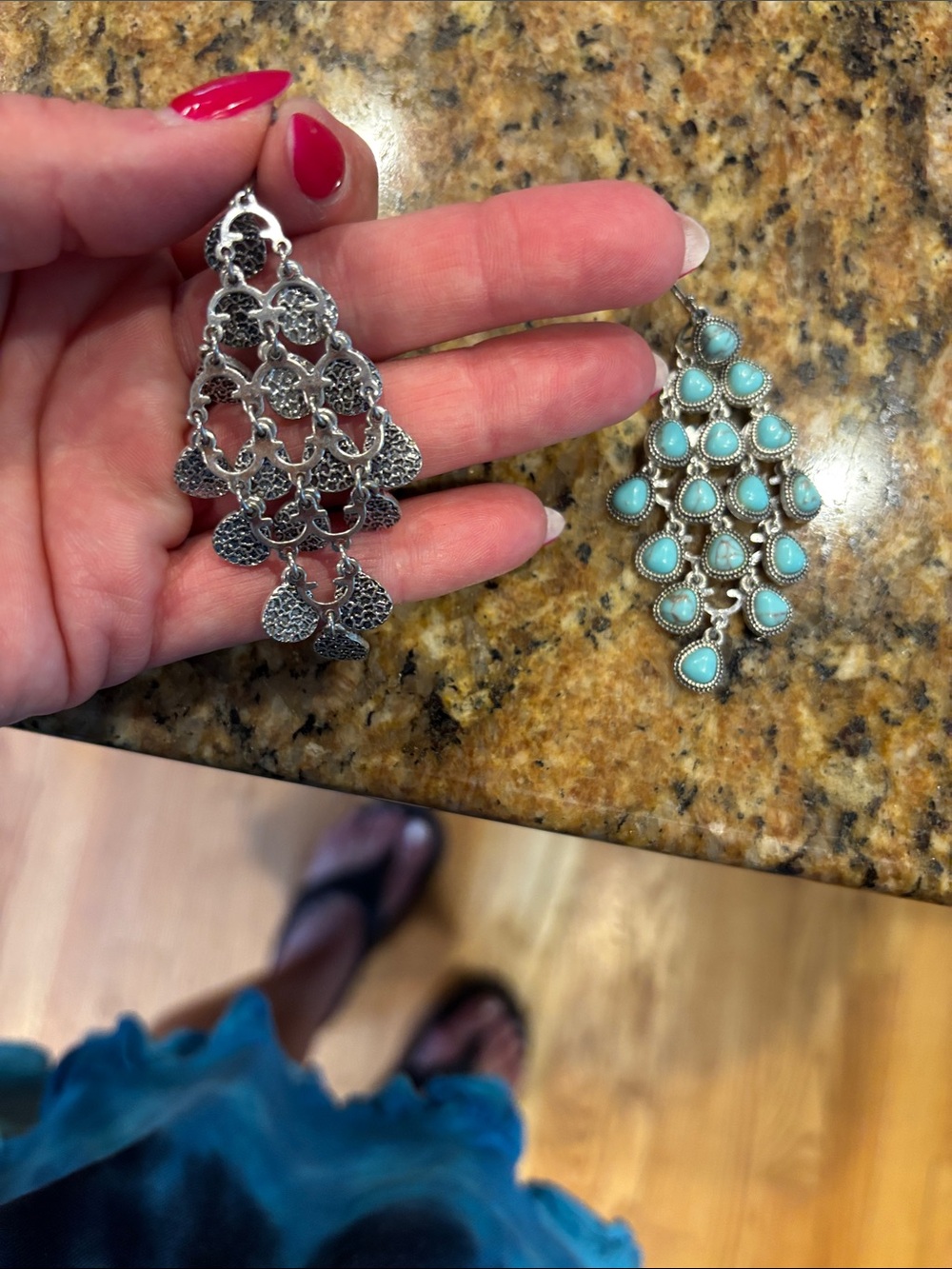 Turquoise Stone Silver-Tone Bracelet & 4 sets earrings Lucky Brand - Picture 8 of 10